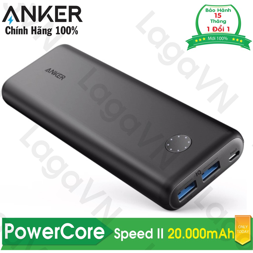 Pin sạc dự phòng ANKER PowerCore Speed II 20000mAh - A1260 - Hãng phân phối chính thức