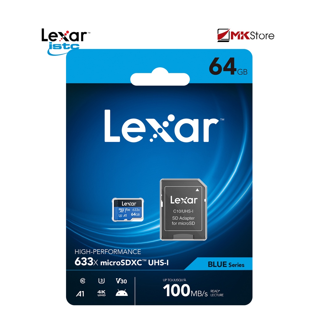 Thẻ nhớ camera  Lexar 64Gb 633x MicroSDHC UHS-I Class 10 U3 100MB/s