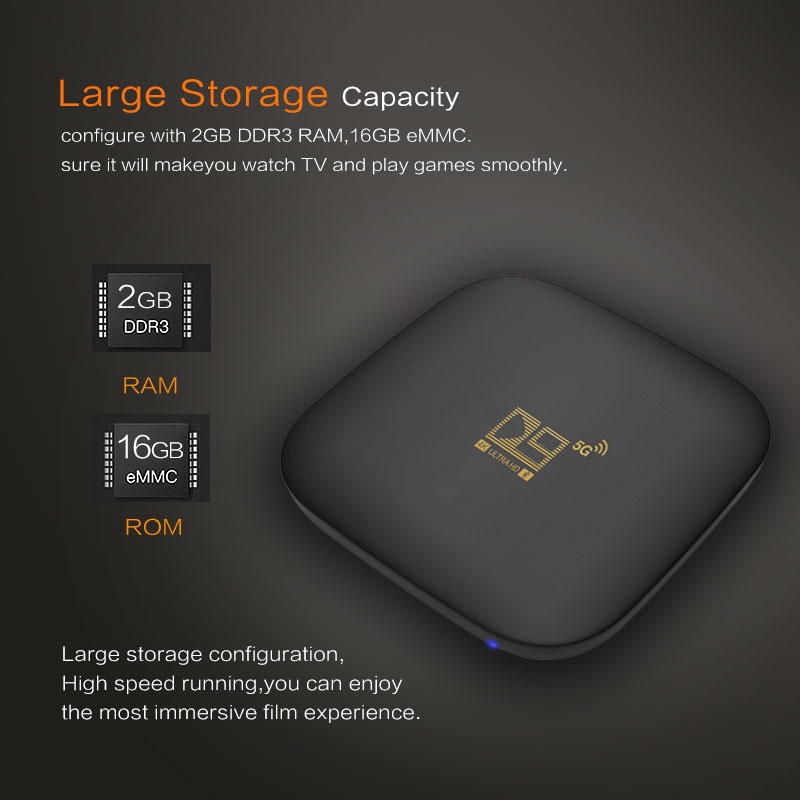 GOOGLE Bộ Tv Box Thông Minh Amlogic S905W 5g Wifi 1gb 8gb Hd 3d 2.4g Wifi Chất Lượng Cao Kèm Phụ Kiện