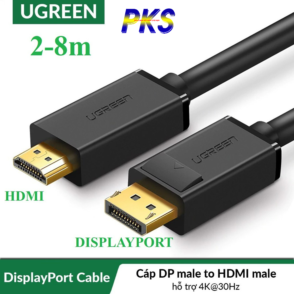 Dây cáp DisplayPort sang HDMI hỗ trợ phân giải 1920x1200 dài 1.5m - 8m UGREEN DP101