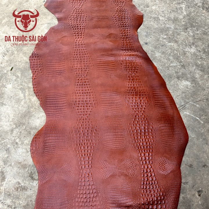 Da Bò Dập Vân Cá Sấu Cao Cấp Thương Hiệu Da Thuộc Sài Gòn Màu Vàng Bò - Cung Cấp Da Bò Thuộc