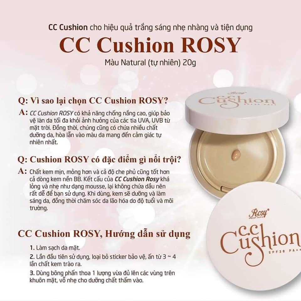 Phấn nước CC Cushion Rosy - mỏng mịn, dưỡng da, che phủ tốt, chống nắng (nhập khẩu Hàn Quốc) | BigBuy360 - bigbuy360.vn