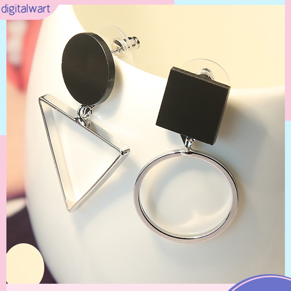 Khuyên tai bất đối xứng mặt hình học sáng tạo dành cho nữ