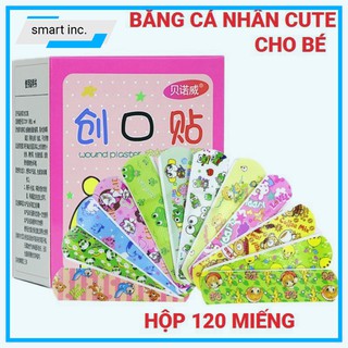 Băng Cá Nhân Cute Hộp 120 Miếng 😈FOLLOW😈 Băng Gâu Dán Vết Thương Plaster Băng Keo Cá Nhân Hình Thú Cho Bé Gia Đình