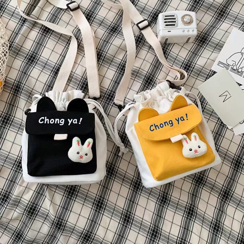 Túi Vải Canvas Đựng Điện Thoại Thiết Kế Dễ Thương Cho Nữ Sinh