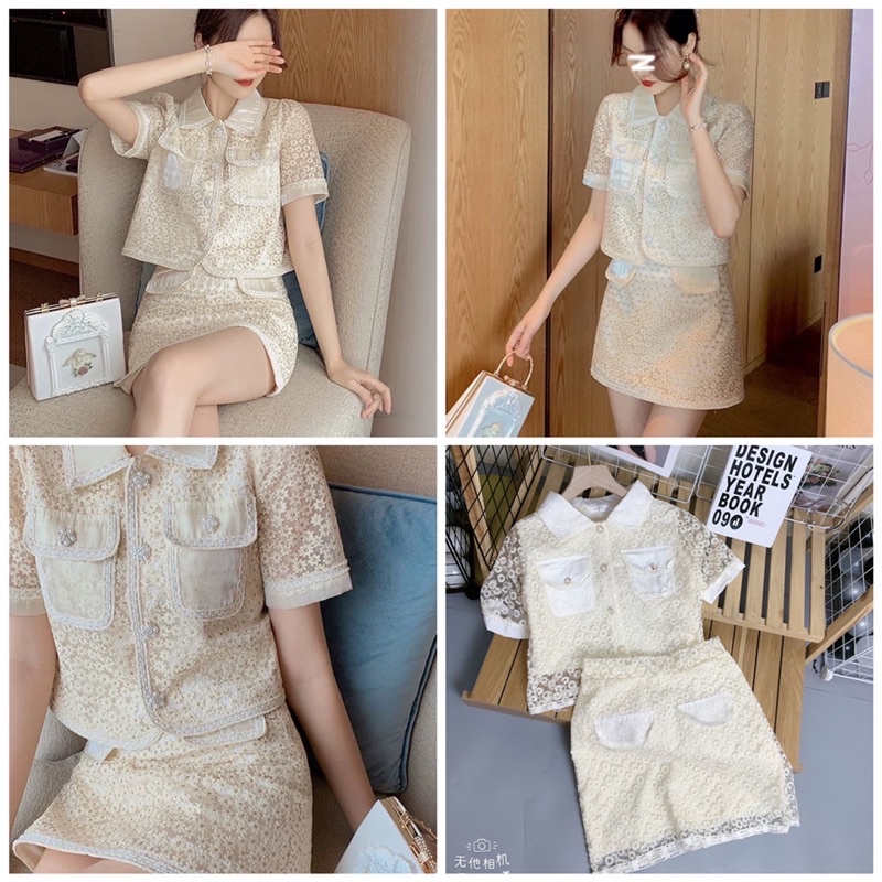 🔥FREESHIP🔥SET BỘ REN ÁO + CHÂN VÁY KÈM ẢNH THẬT CHỤP SÀN SIÊU ĐẸP