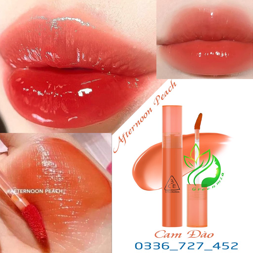 Son Tint Bóng Lì 3CE SYRUP LAYERING TINT AFTERNOON PEACH Cam Đào Bóng
