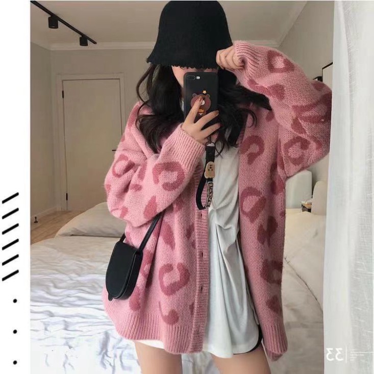 Áo Len Cardigan Beo Hồng, Áo Len Quảng Châu Thời Trang FreeSize Cá Tính Dễ Thương Đẹp