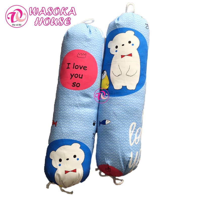 Cặp gối ôm cho bé dài 50cm, vải Thắng Lợi mềm êm mát, thấm hút mồ hôi tốt, phù hợp cho bé dưới 1 tuổi