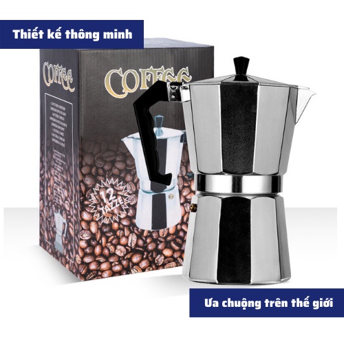 Bình pha cà phê Ấm pha coffee Moka chất liệu cao cấp thiết kế thông minh hiện đại được ưa chuộng pha cà phê chỉ 3 phút