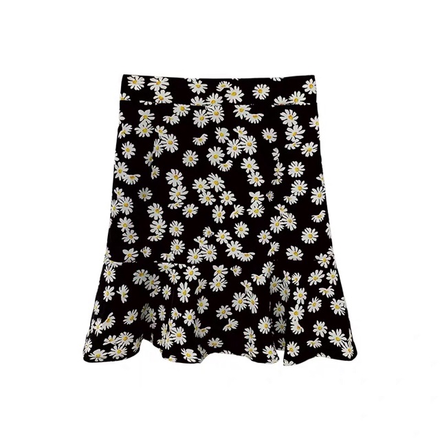 [Hot 2020] Chân váy đuôi cá ngắn Hoa Cúc xoè màu đen trắng hot trend | Daisy Skirt hot trend 2020 | BigBuy360 - bigbuy360.vn