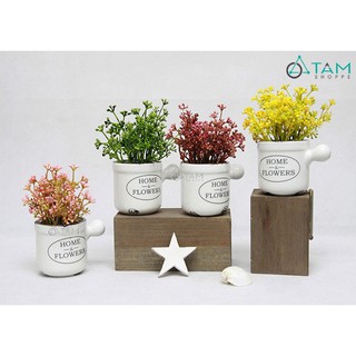 Chậu hoa li ti để bàn Home Flowers có tay cầm F-CHĐB-98