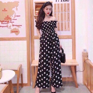 Jum bi trễ vai quần ống rộng