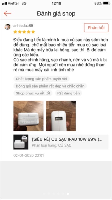 Combo Củ iPad 10w + Cáp IPhone X Bóc Máy ( LikeNew)