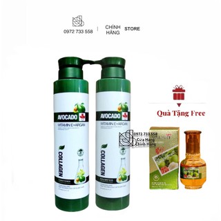 Tặng tinh dầu - cặp dầu gội xả avocado collagen vitamin e + argan triết xuất từ bơ 800ml x 2