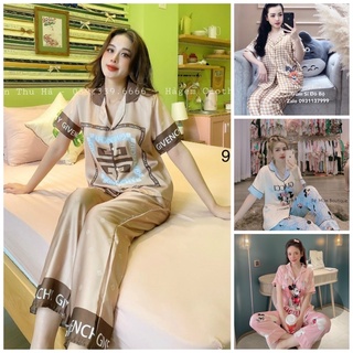 Set Đồ bộ Pijama - Bộ lụa mặc nhà quần dài tay ngắn