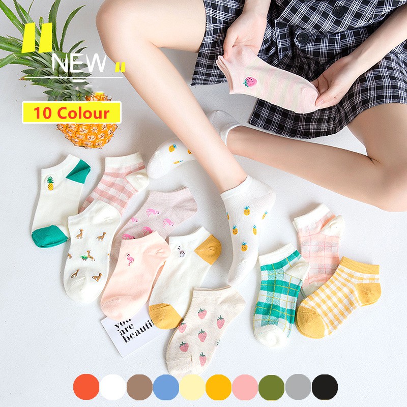 WAFNHA D453 Vớ Nữ Họa Tiết Trái Cây Dễ Thương