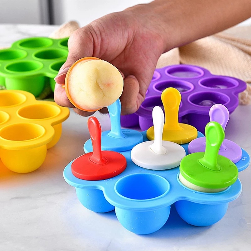 7 Grid Reusable Food Grade Silicone Popsicle Molds