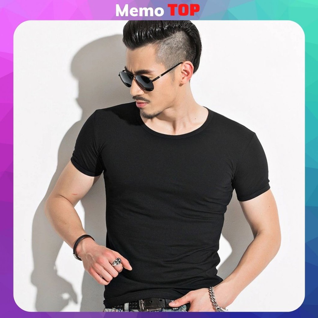 Áo Phông Thun Nam Cotton Trơn Cổ Tròn Form Chuẩn Dáng Màu Trung Tính Dễ Mặc Dễ Phối Đồ MEMOTOP