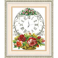 Tranh thêu chữ thập chưa thêu Đồng Hồ Lẳng Hoa A815