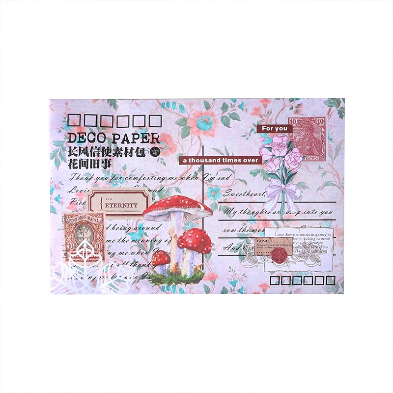 Set 100 Miếng Dán Trang Trí Sổ Tay/Nhật Ký Hình Hoa Kiểu Vintage