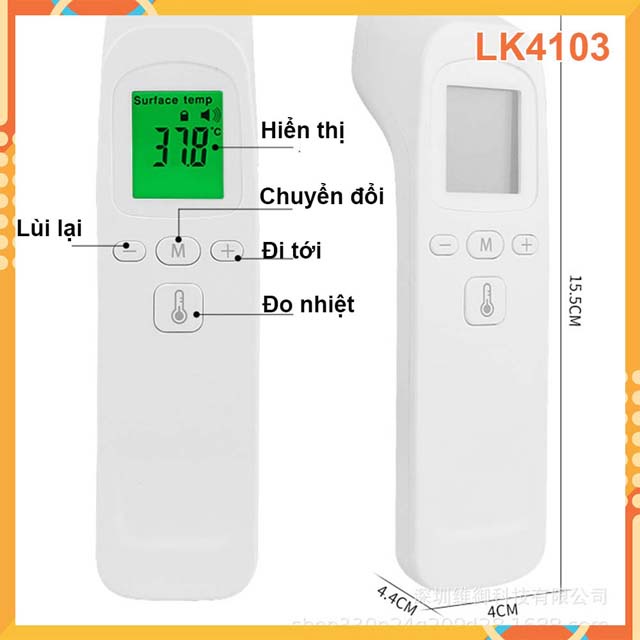 Nhiệt kế hồng ngoại đo không tiếp xúc chất lượng cao chính hãng [ đo được nước pha sữa , nhiệt độ bề mặt ] LK4103