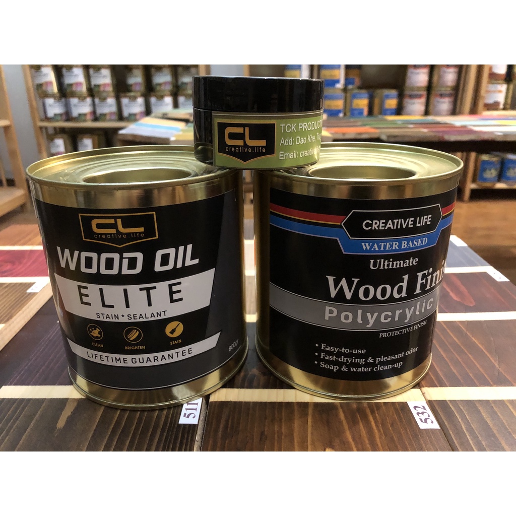 Combo dầu lau gỗ Wood Oil Creative Life Vietnam mã 9xx hoàn thiện bóng mờ