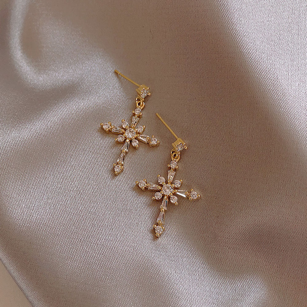 Bông Tai Nữ Đính Đá Phong Cách Tối Giản