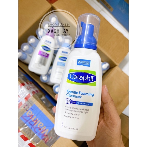 Sữa rữa mặt tạo bột Cetaphil Gentle foaming cleanser/Derma control 236ml