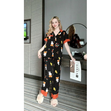 Đồ bộ pyjama thiết kế tiểu thư cao cấp tay ngắn quần dài