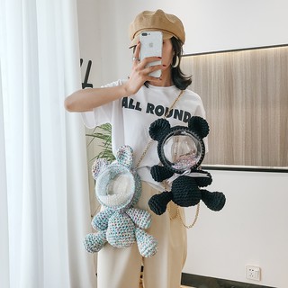 [SẴN HÀNG] Nguyên liệu tự đan túi xách, balo len móc hình gấu DIY đáng yêu - Có mẫu đan sẵn