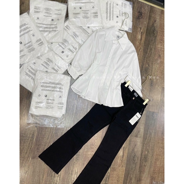 ÁO SƠMI THÔ XẾP LI EO TAY BỒNG TIỂU THƯ/ÁO SƠMI THÔ DÁNG PEPLUM XINH XẮN