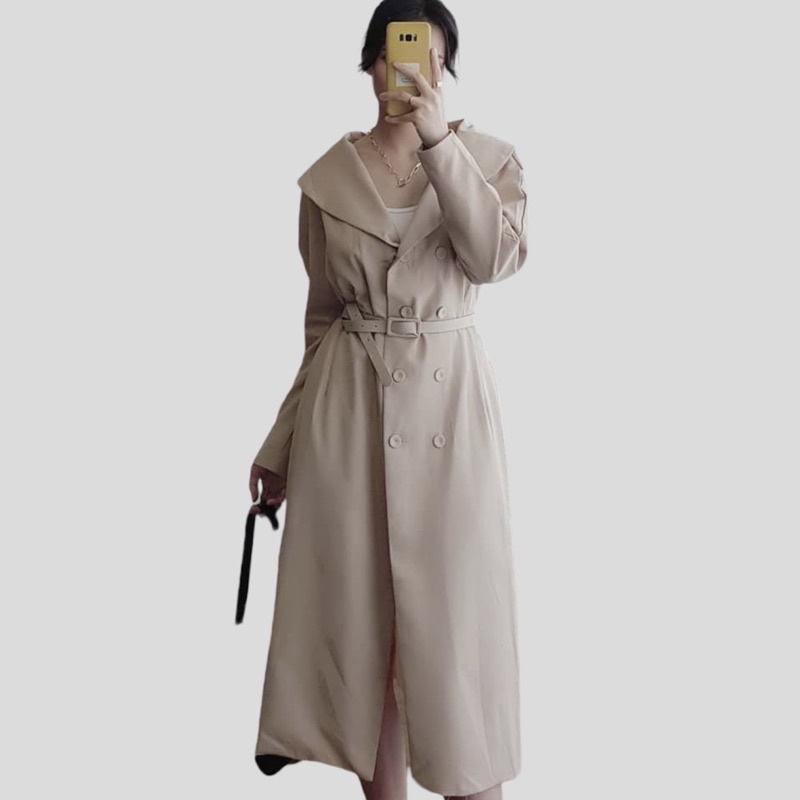 [Ảnh thật/video/sẵn] Áo khoác khaki dáng dài