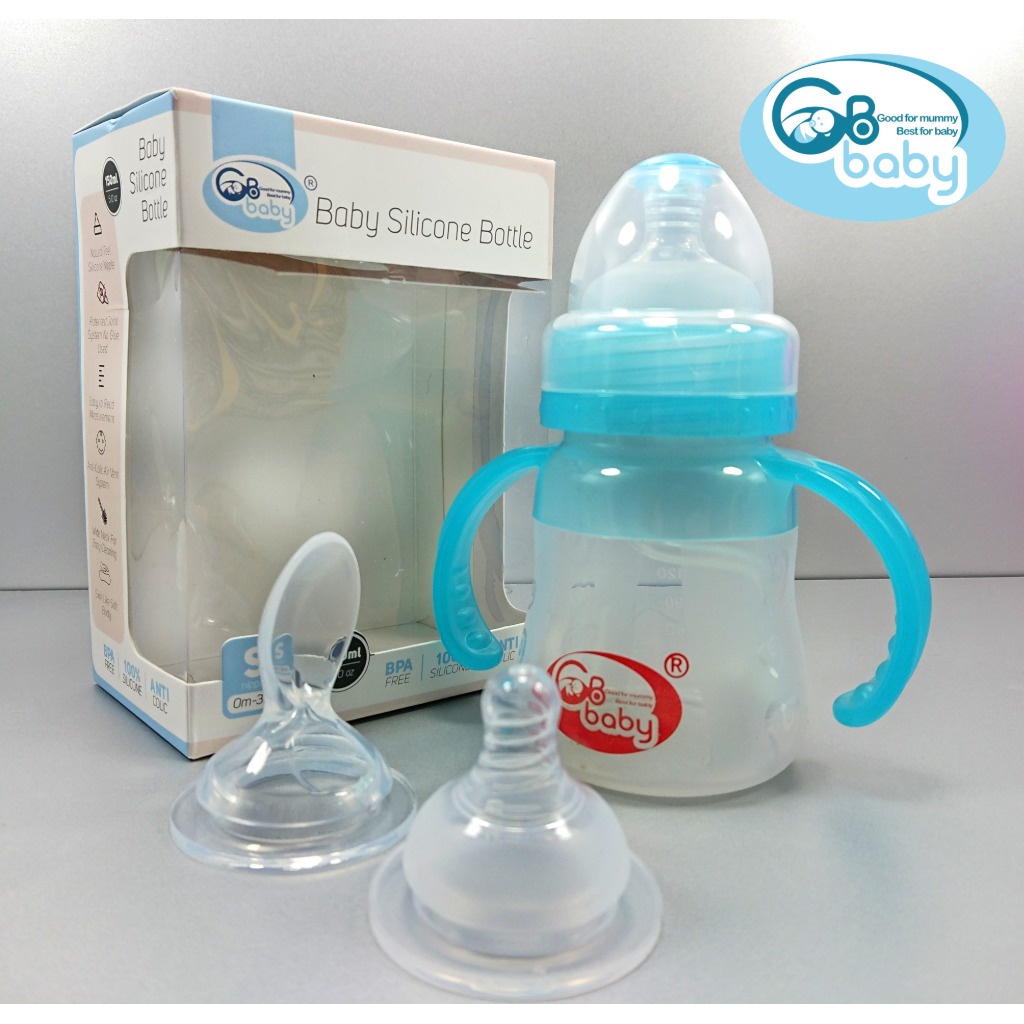 GB-Baby Bình sữa Silicon 240ml cổ rộng