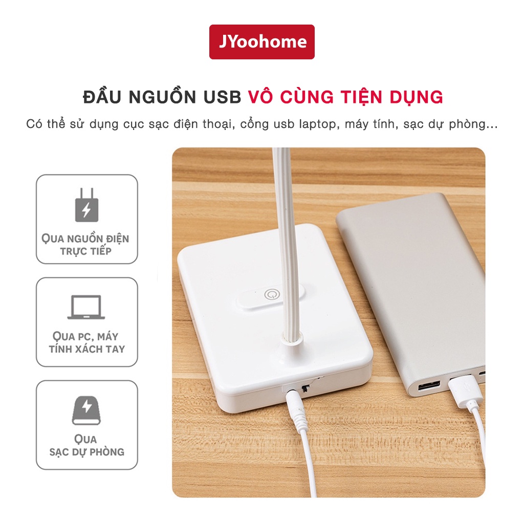 Đèn Học LED JYoohome Để Bàn Làm Việc Đọc Sách Pin Tích Điện Chống Cận Thị 3 Màu Ánh Sáng Cảm Ứng Thông Minh