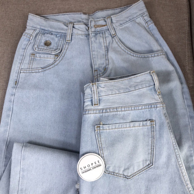 Quần jean baggy cạp cao quảng châu màu nhạt MS1HA1 | BigBuy360 - bigbuy360.vn