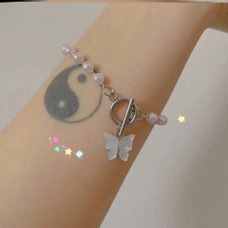 Vòng Tay Mặt Hình Bướm Bằng Acrylic Đính Ngọc Trai / Ngọc Trai Phong Cách Bohemian Thời Trang Cho Nữ