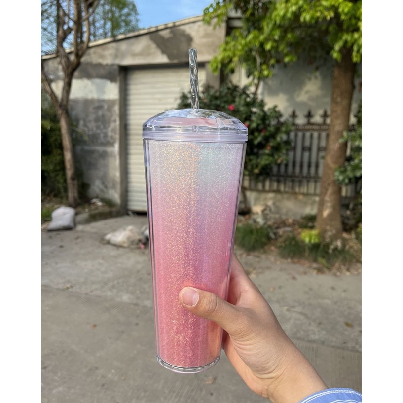 Star-bucks Kim Cương Rơm Cốc Nhựa Rực Rỡ Nước Cup Bling Matte Lạnh Cup Tumbler 710ml / 24oz Waitime