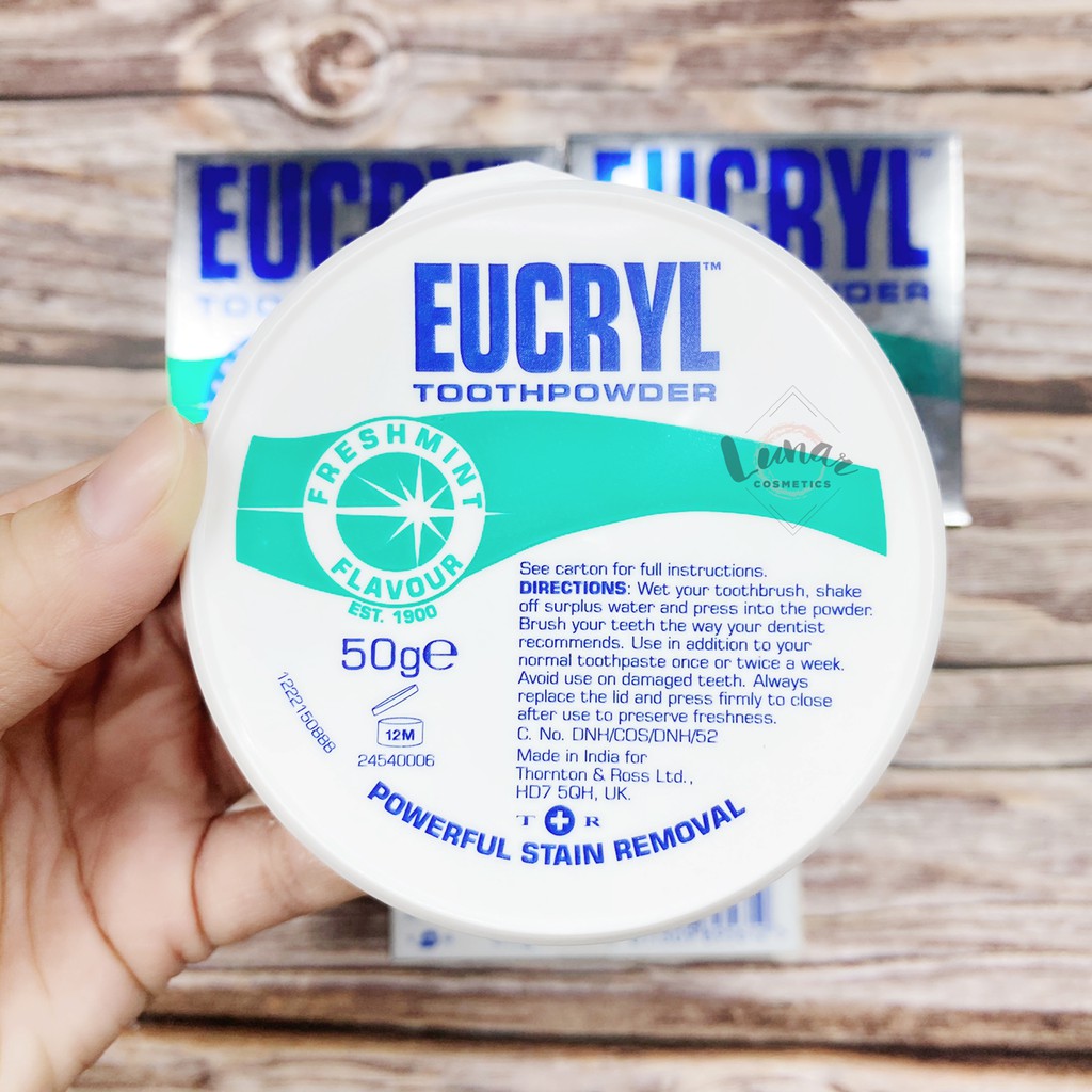 Bột Tẩy Trắng Răng Eucryl Tooth Powder Ngăn Ngừa Hôi Miệng Và Hình Thành Mảng Bám Hương Bạc Hà 50gr