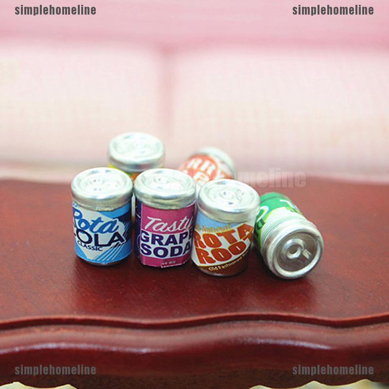 Set 1 / 6 Chai Nước Mini Tỉ Lệ 1 / 12 Trang Trí Nhà Búp Bê