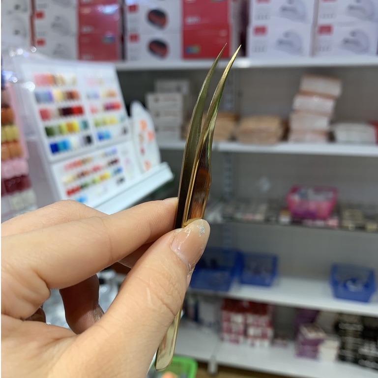 Nhíp nối mi, nhíp tách mi classic cá heo vàng gold - chuyên dụng cho thợ nối mi