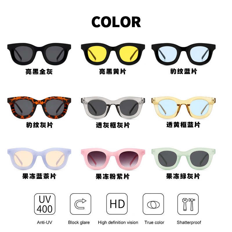 (KIQI-FASHION) COD Kính Mát Gọng Tròn Chống Tia Uv400 Phong Cách Hip Hop Thời Trang Cho Nam Và Nữ