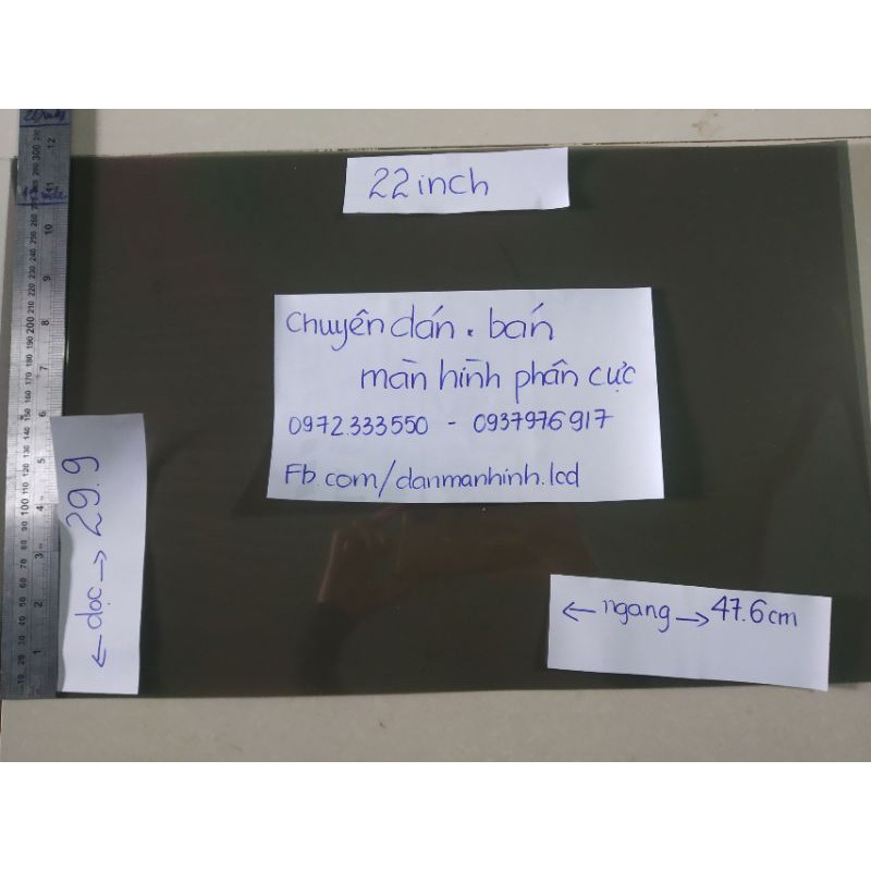 Phim phân cực 22 in wide dùng cho màn hình LCD, tivi, hmi,laptop, điện thoại , tặng dao,khăn lau,hướng dẫn dán
