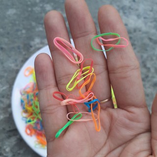 [Nửa kí] 500g Thun cột tóc nhí cho bé 1cm (màu/trong/sọc màu)