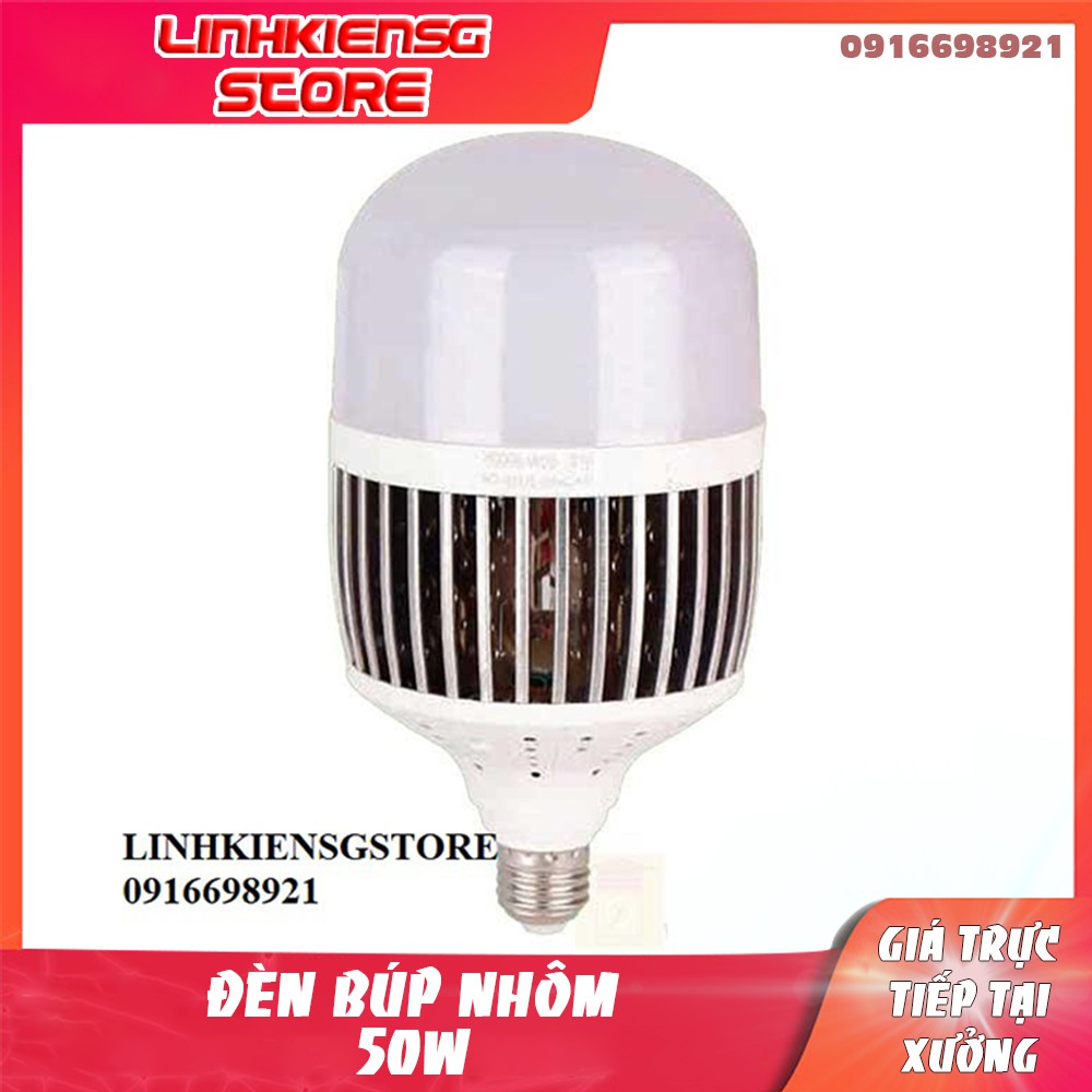 Bóng đèn Led Bulb 50w công suất, đui E27, tản nhiệt NHÔM, ánh sáng trắng, dùng cho chụp ảnh, live stream