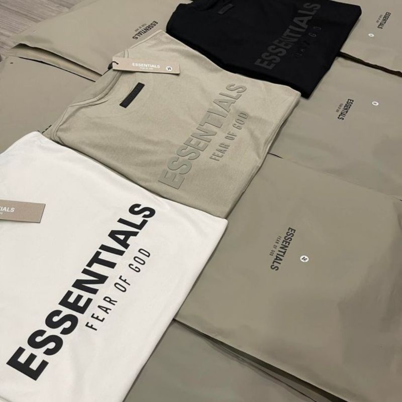 Áo thun cotton 100% essetials áo thun from rộng co giãn 4c in decan chữ nổi