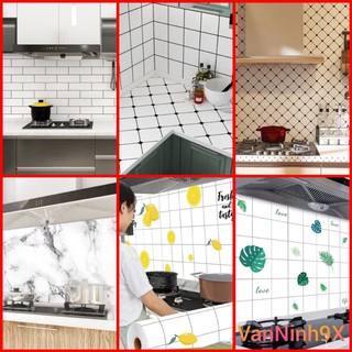 Giấy dán bếp chịu nhiệt giả đá 3D gạch bông tráng nhôm cho nhà bếp nhà tắm keo sẵn 5M khổ 60 cm