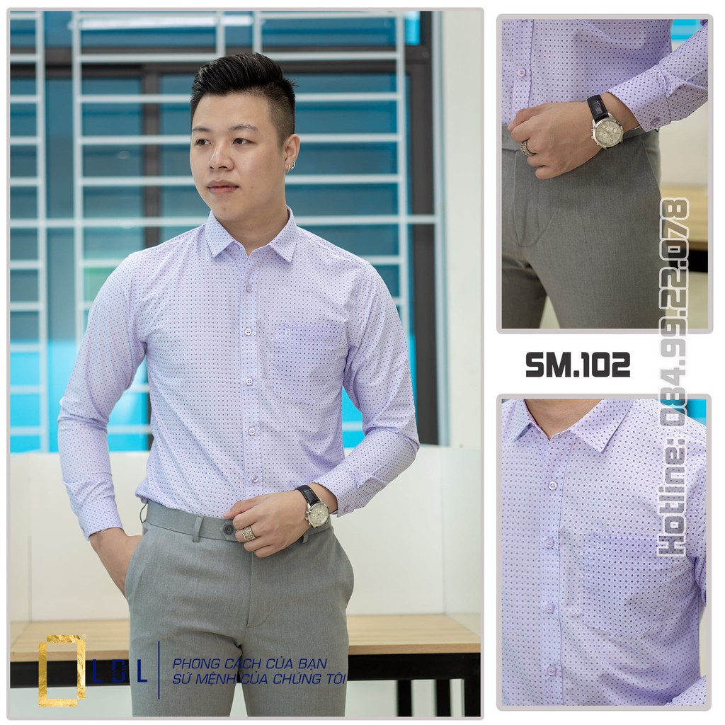 Áo sơ mi nam dài tay LDL, sơ mi công sở cao cấp họa tiết chấm bi kiểu dáng trẻ trung hiện đại | BigBuy360 - bigbuy360.vn