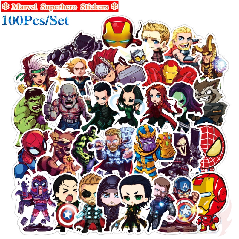 100Pcs/Set ❉ Marvel Superhero Giấy và decal dán tường A ❉ DIY Fashion Luggage Laptop Skateboard Doodle Decals Stickers