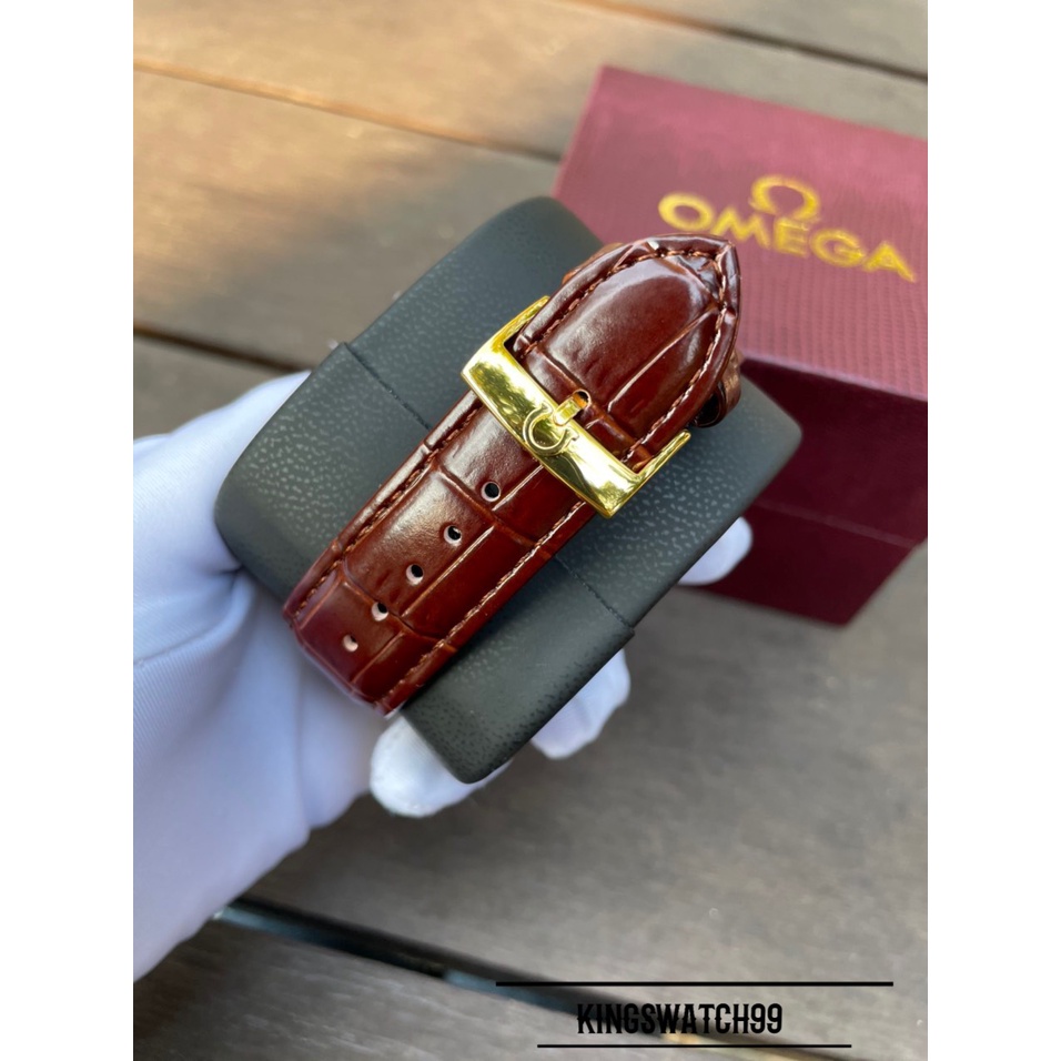 Đồng hồ nam OMEGA Mặt hình bát quái,dây da thời trang, bảo hành 24 tháng